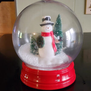 Christmas Musical Lights Snowglobe Large 10" Airblown SNOW Snowman & Tree Works